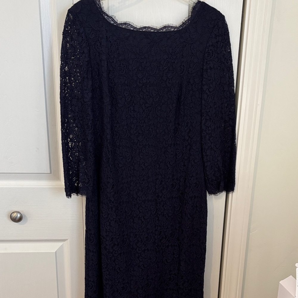 Adrianna Papell Midnight Blue Lace Dress